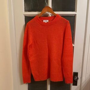 COS Women's Vibrant Orange Crewneck Mohair Blend Sweater